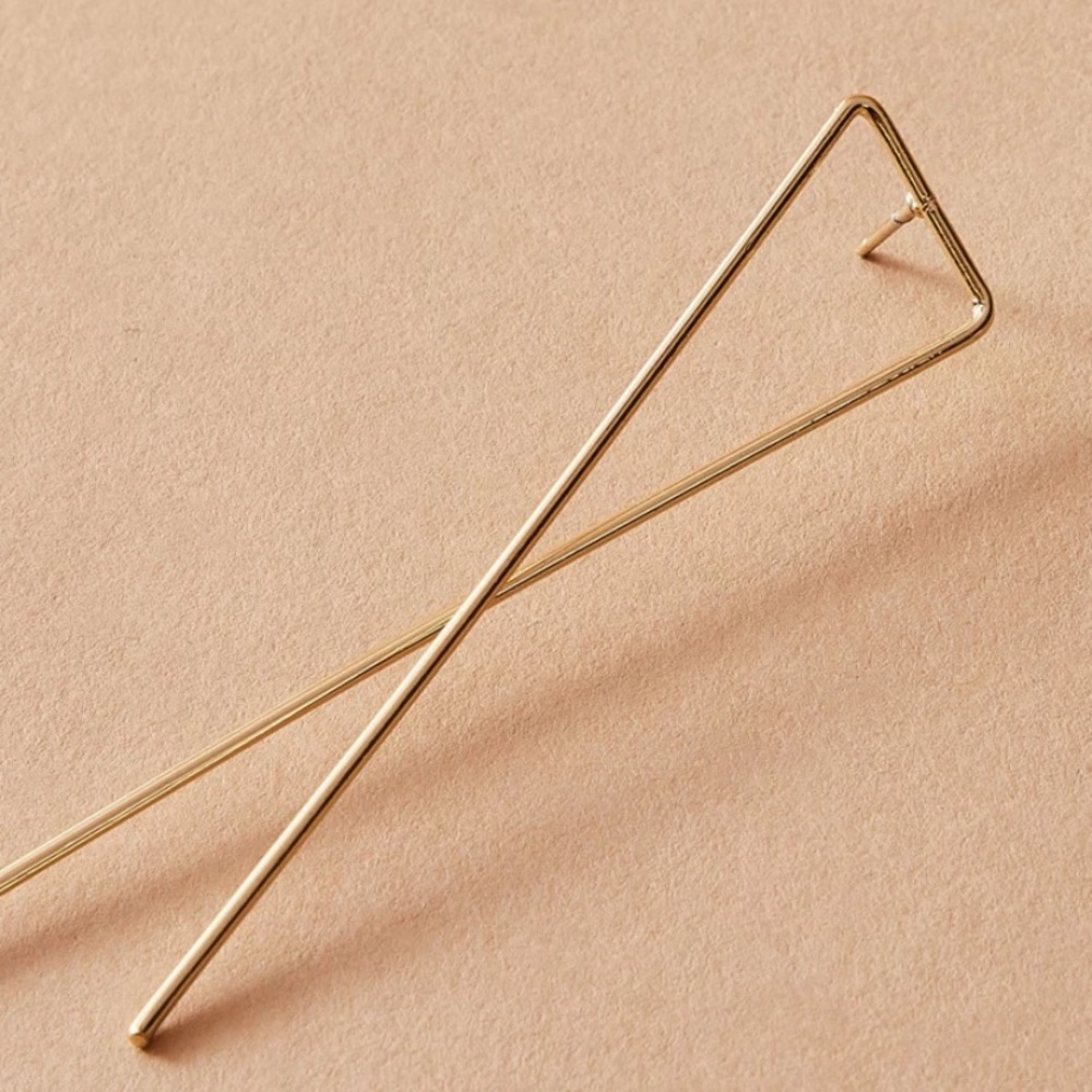 Gold Crisscross Long Bar Earrings - Picture 1 of 7